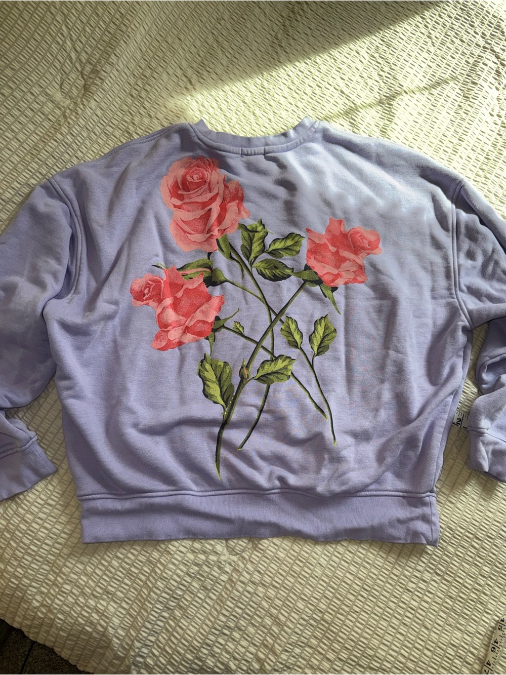 Milly Bobby Brown Oversized Purple Batwing Crew Neck Roses Sweatshirt